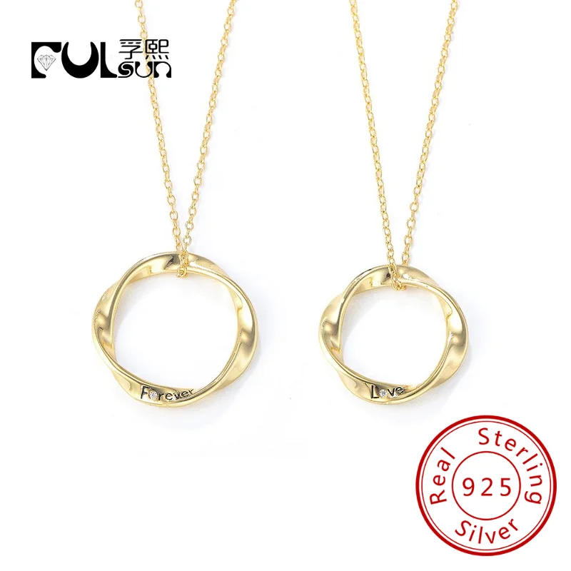 

forever wave circle pendant necklace Popular Engraved Jewelry new trendy 925 silver necklace