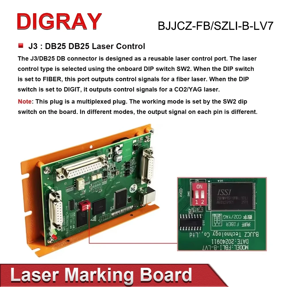 DIGRAY BJJCZ Laser Controller Original Card JCZ Control Board FBLI-B-LV7 Ezcad for IPG Raycus JPT MAX Fiber Marking Machine