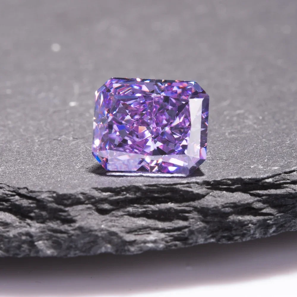 

HMJ 5A Rose Purple Cubic Zirconia Radiant Cut 6x8mm Crushed Ice Cut Cubic Zirconia Gemstones Beads For Jewelry