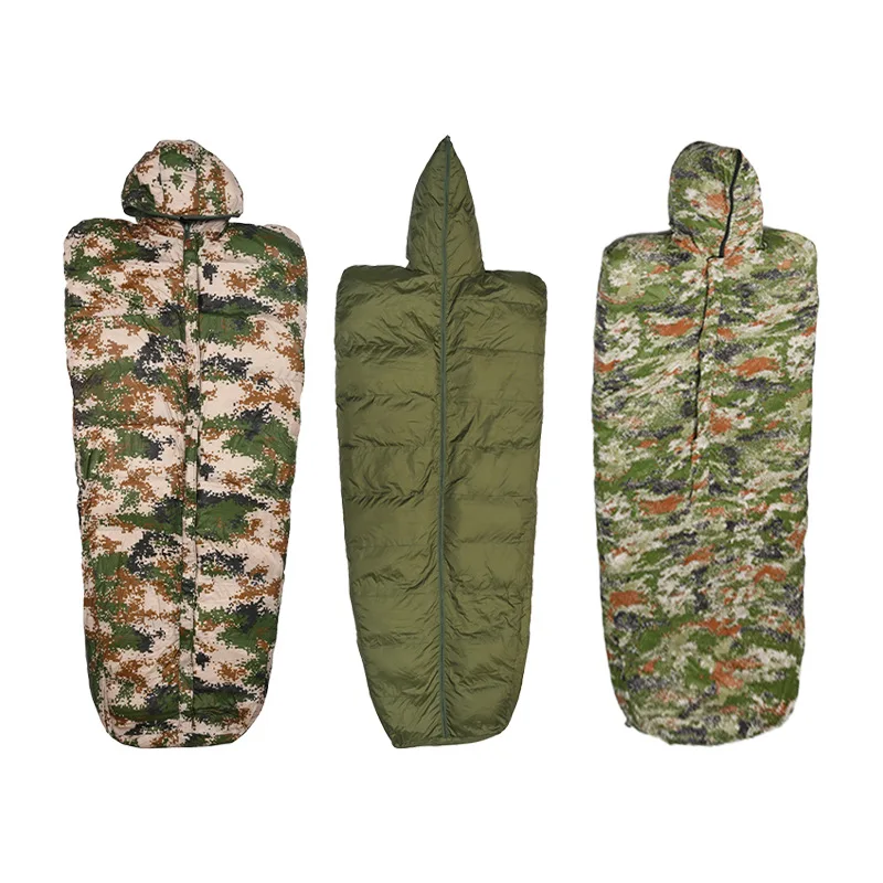 2500g Duck Down Sleeping Bag Camouflage Tactical Outdoor Camping Sleeping Bag with Compression Bag 4 Season Warm