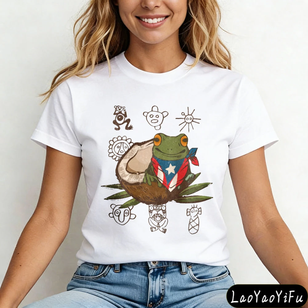 Puerto Rico Taino T-Shirt Coqui Frog Shirt Taino Symbol Tee Boricua Taino Sun Shirt Puerto Rico Men Women Unisex Tee Cotton Tops