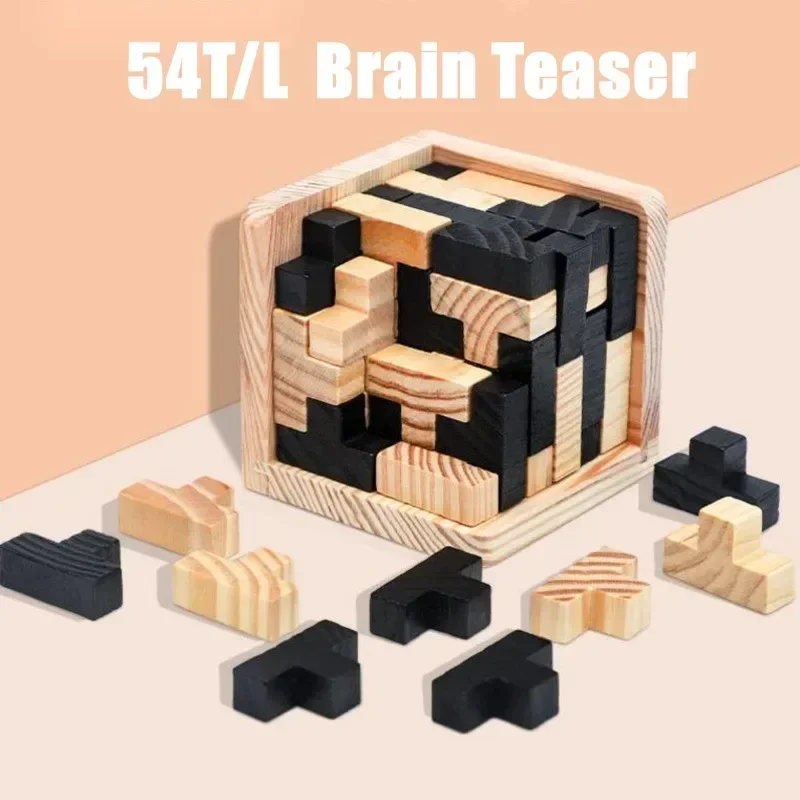 Fidget Toys Creative 3D Wooden Building Blocks Cube Puzzle  for Kids Brain Teaser Children Early Educational Toy Kids Gift