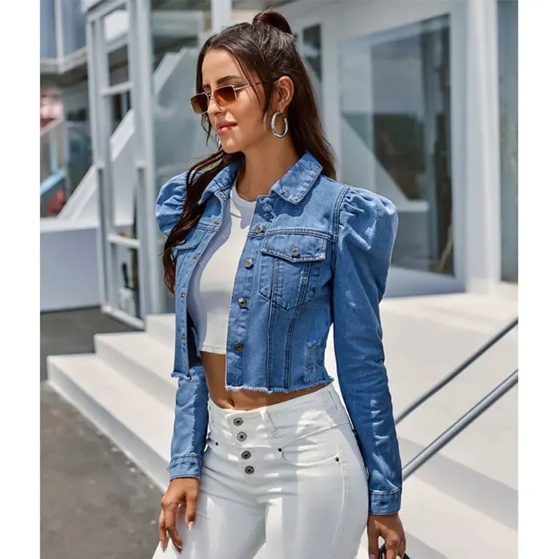 Kurtka jeansowa damska jesień niebieskie kieszenie Cowgirl Casual Streetweer Fashion biurowa, damska kurtka zimowa damska płaszcze damskie