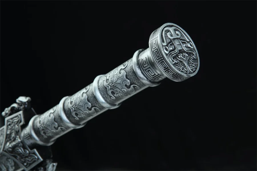 Very Nice Jian Chinese Sword Kungfu Han-Jian Clay Tempered Damascus Steel Blade Redwood Sheath Alloy Fittings Full Tang New