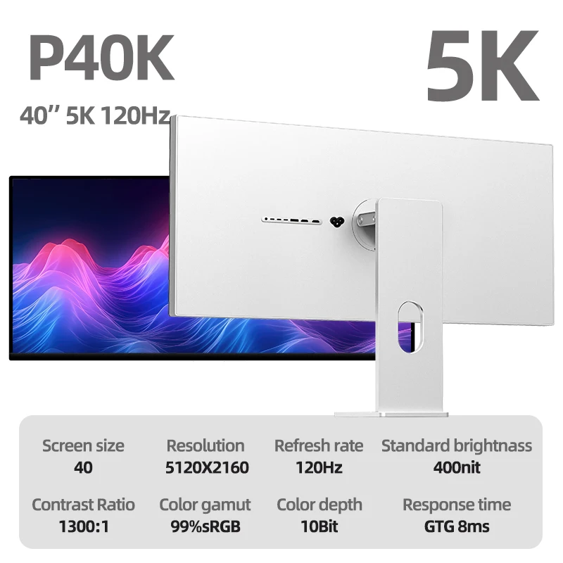 Kuycon P40K IDesktop Tft Lcd Monitor 5120*2160 Display 5K Resolution 120HZ Refresh LCD Monitors Gaming PC Desktop Monitor