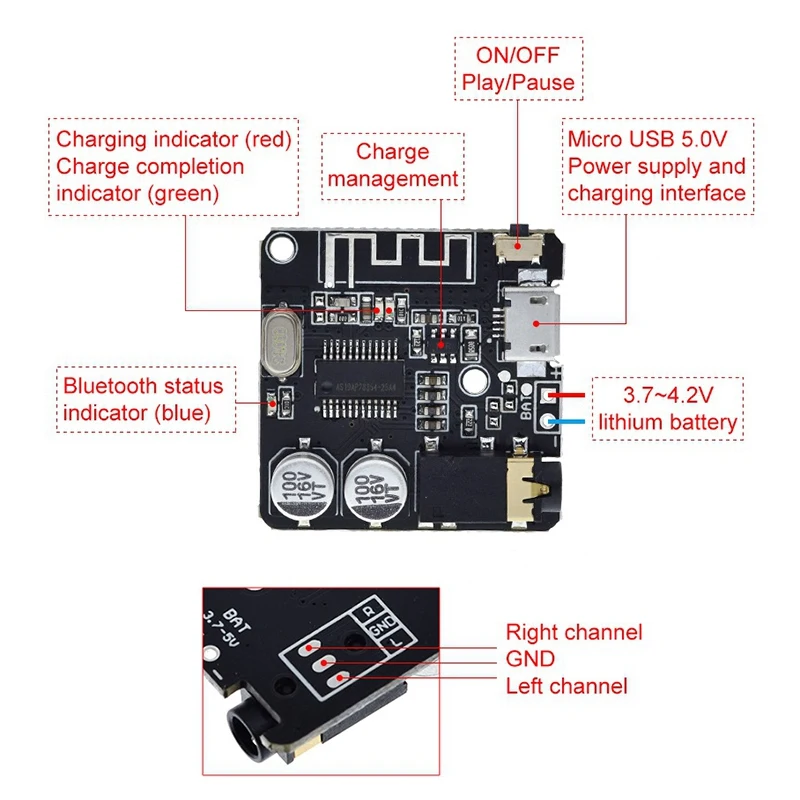 Bluetooth 5.0 Audio Receiver Board for Sinilink WIFI Mobile Control APP Mp3 Lossless Decoder Board Wireless Music Module