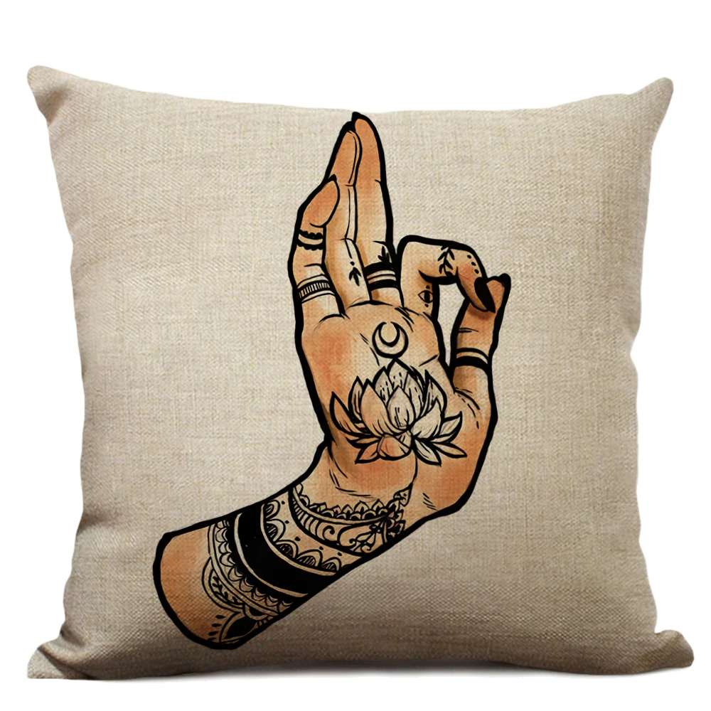 Sofa Decorative Pillowcase 45X45CM Linen Cushion Cover Living Room Home Decorative Religious Culture Printing Pillow Case