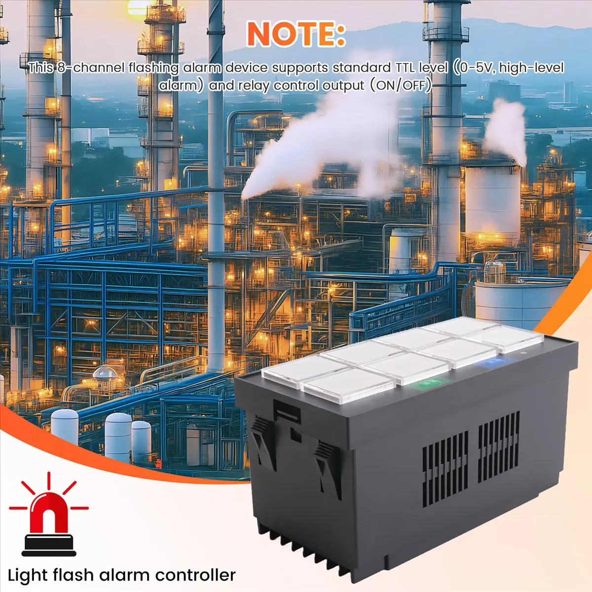 Punctual- 8-Channel Alarm Annunciator Panel Sound and Light Flash Alarm Controller AC220V Industrial LED Alarm Indicator