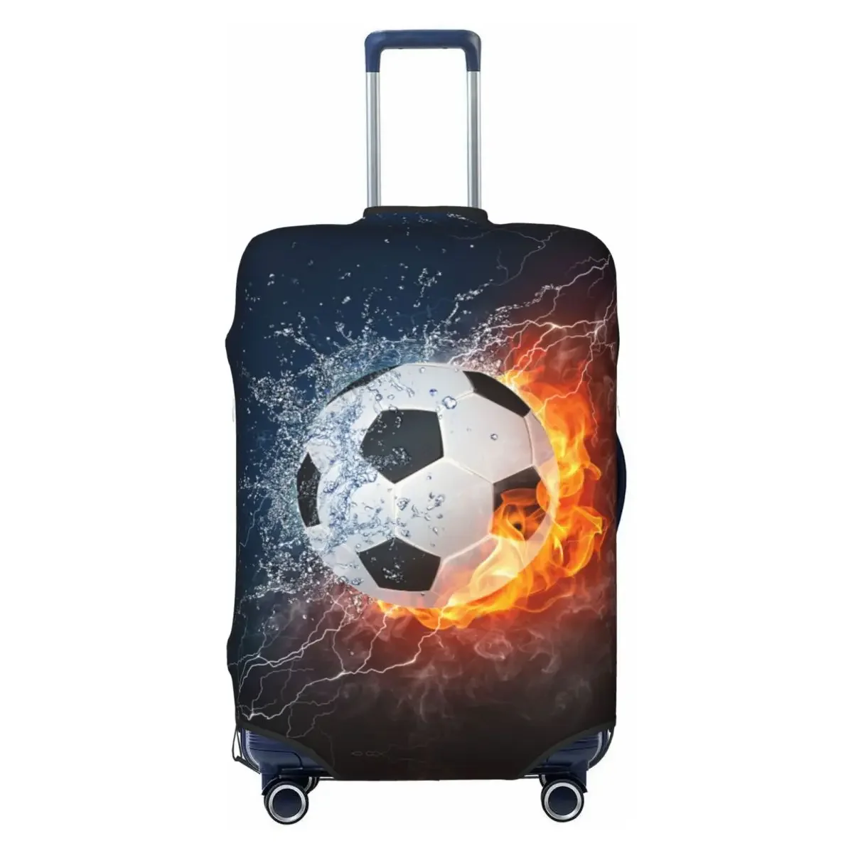 

Custom Soccer In Fire And Water Luggage Cover Elastic Football Travel Suitcase Protective Covers Fits 18-32 Inch