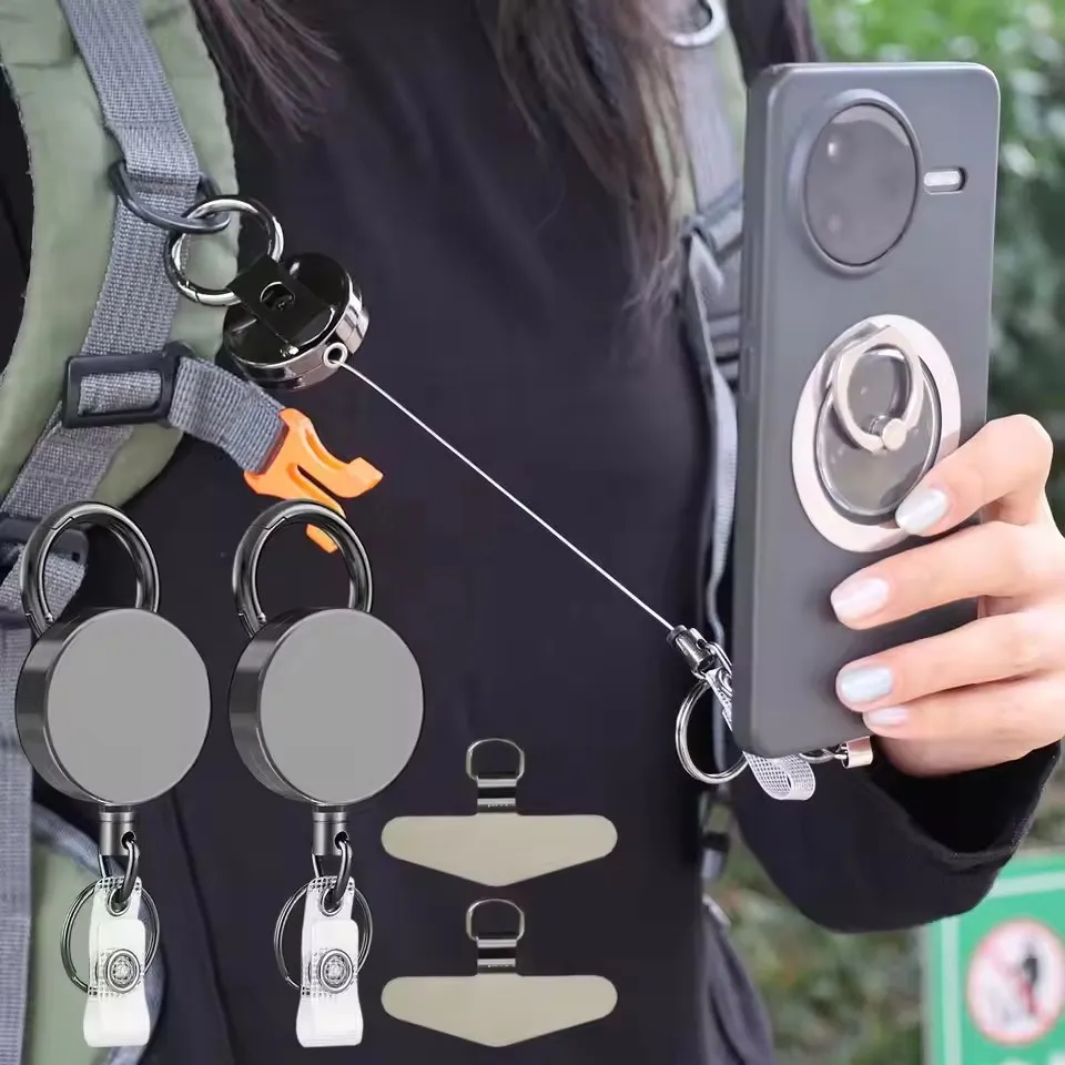 Outdoor Travel Anti-theft Backpack Lanyard Anti Lost Mobile Phone Wrist Strap Short Rope with Patch Safety Hanging Ropes