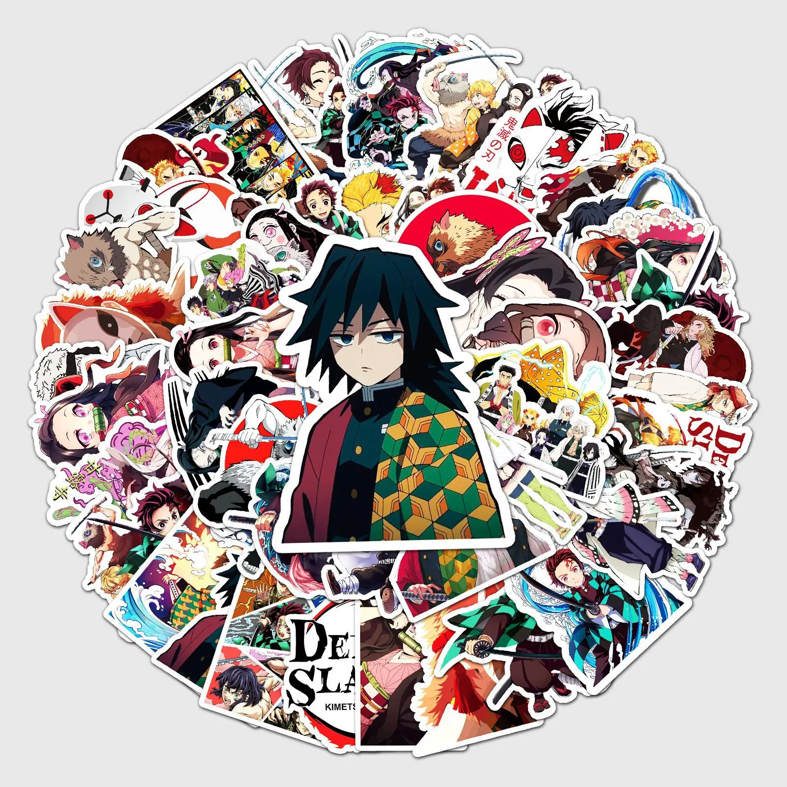 Bandai 50PCS Neue Anime Dämon Slayer Cartoon Neue Graffiti Kreative Aufkleber Gitarre Computer Wasserdichte Aufkleber