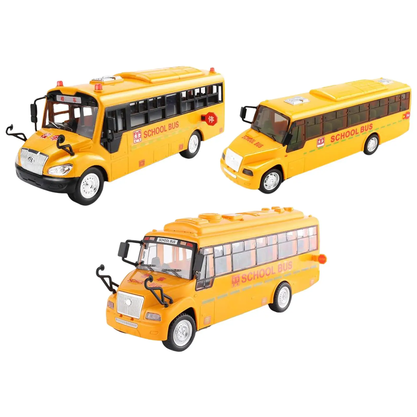 Yellow School Bus, with Lights, Openable Doors, Collectible Vehicles, Toy Bus