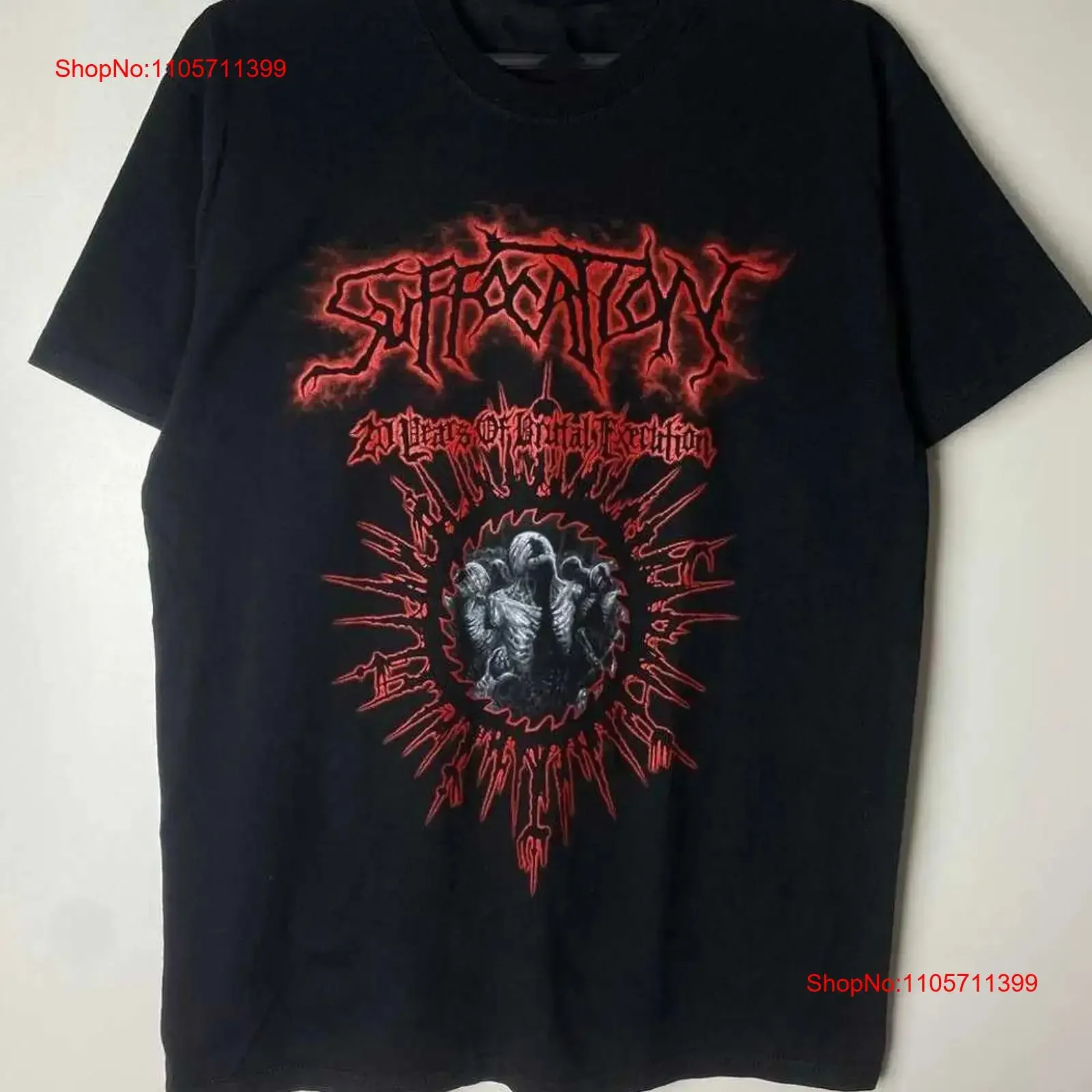 Vintage Suffocation Men and Women Cotton Metal Band T Shirt long or short sleeves vintage Washed Versatile Soft Stylish