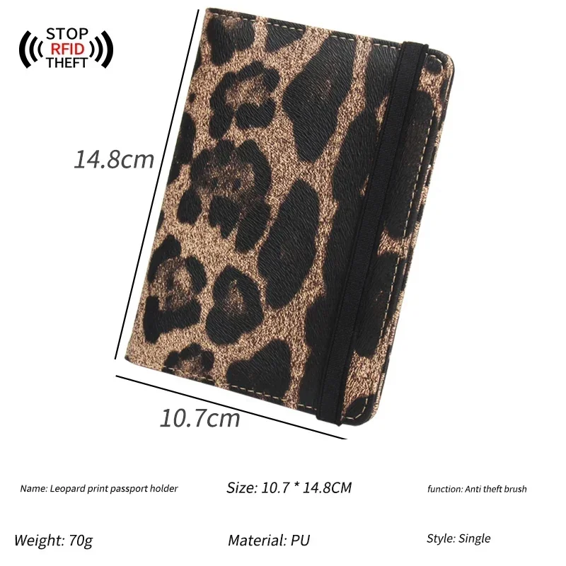 Women Brown Leopard Complex Travel Passport Holder Cover Case with Bandage Men Waterproof Multi-Function Ticket Protective Bags