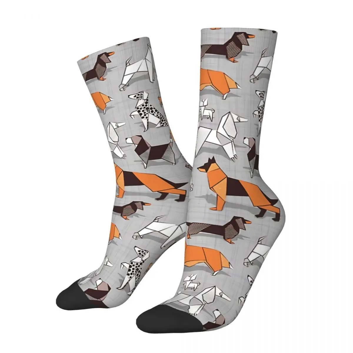 

Hip Hop Retro Origami Doggie Friends Crazy Men's Socks Dog Unisex Street Style Printed Happy Novelty Crew Sock Boys Gift