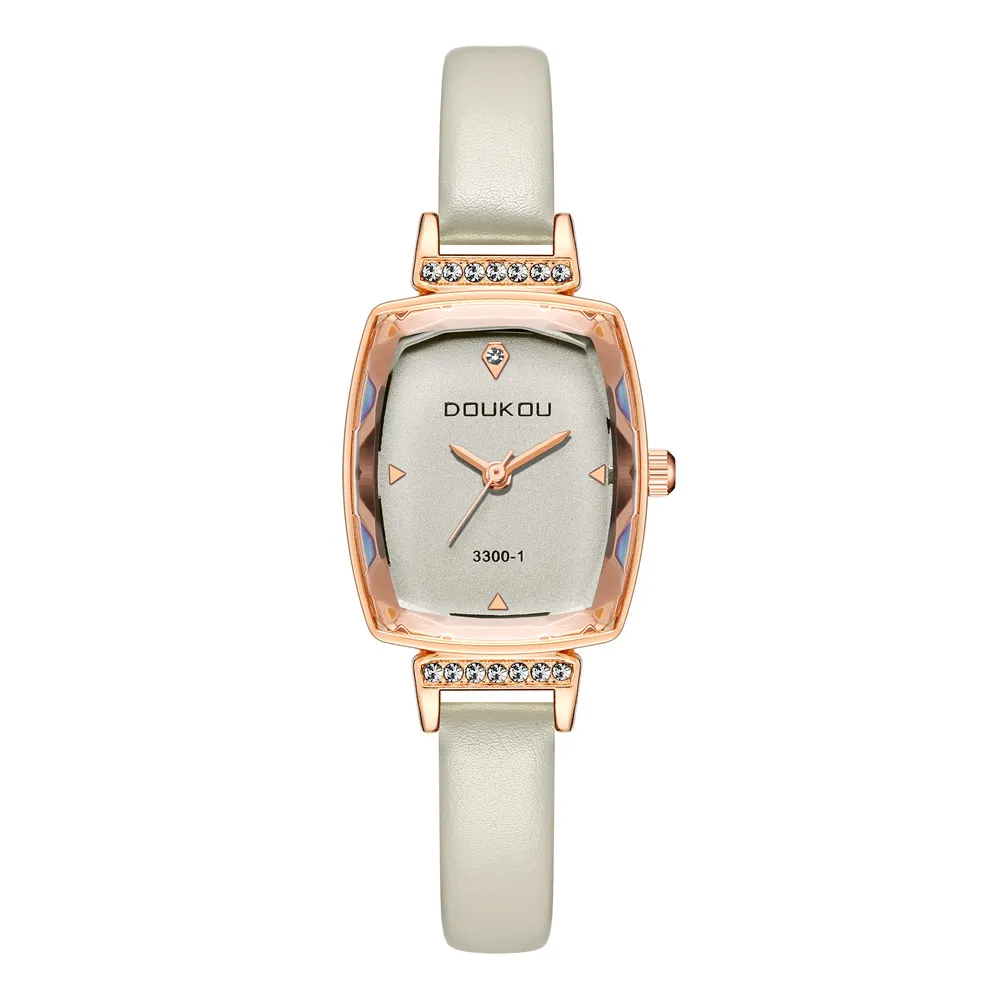 ساعة يد نسائية عصرية من الجلد كوارتز رفيعة من جلد البولي يوريثان