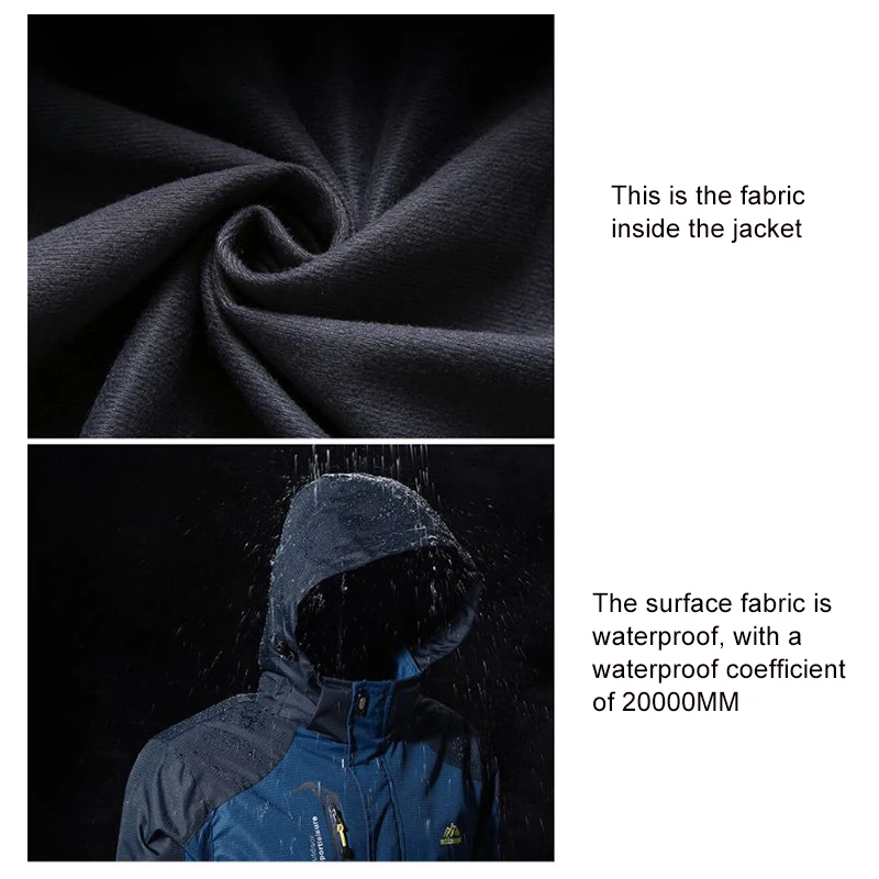 Men\'s Autumn Hiking Jacket Hooded Removable Waterproof Lightweight Rain Coat Trekking Outdoor Camping Casual Sportswear