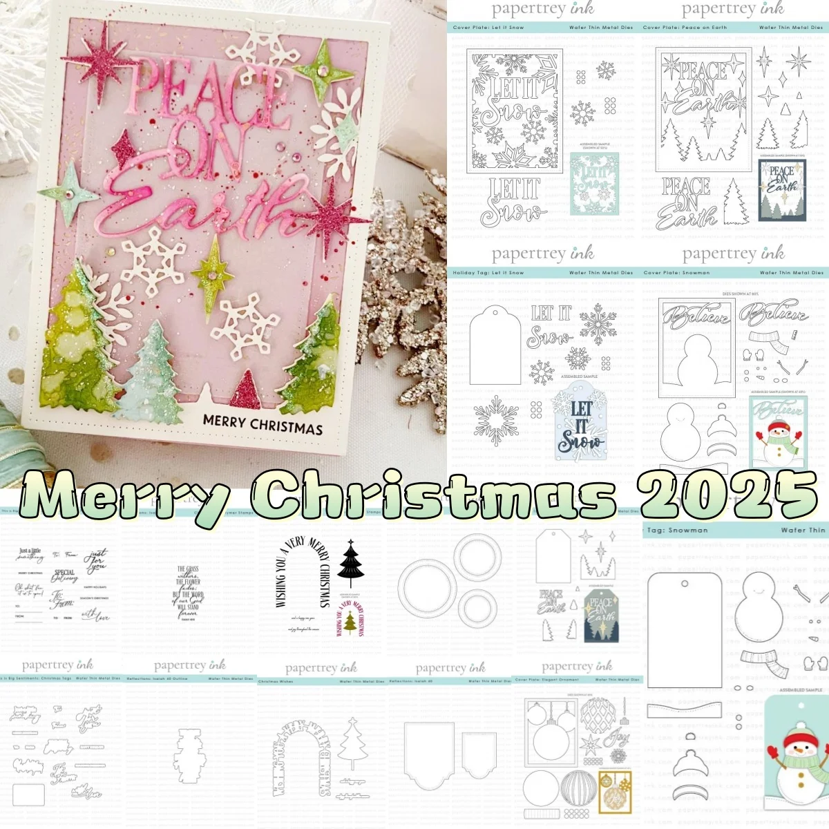 

Merry Christmas 2025 Christmas Wishes Ornament Snowman Tags Metal Cutting Dies Clear Stamps For DIY Scrapbook Craft Decoration