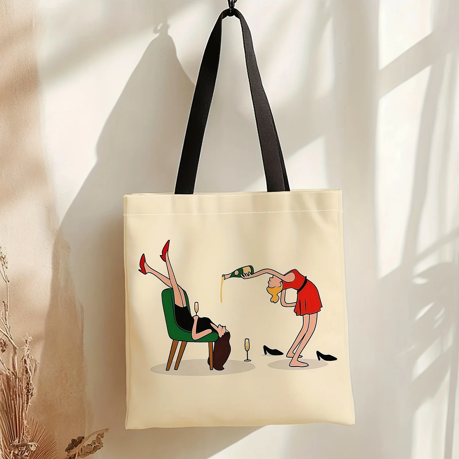 1pc Multicolor Double-Sided Tote Bag & Shoulder Bag Suitable for Travel, Parties, Picnic
