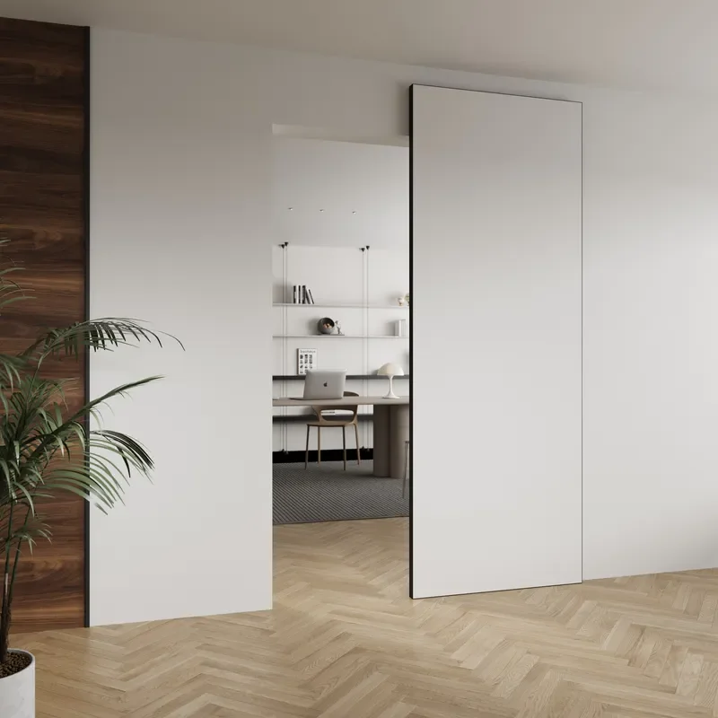 Invisible Trackless Sliding Door Floating Ghost Door for Closet Kitchen Bathroom Porch No Bottom Track Space Saving Modern