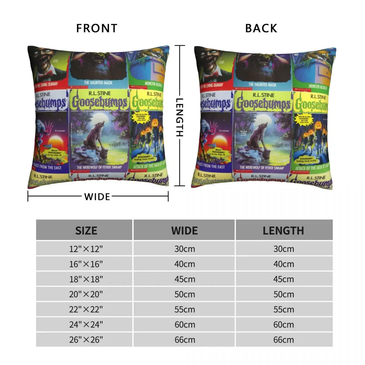 Goosebumps Greatest Hits Square Pillowcase Polyester Linen Velvet Creative Zip Decorative Room Cushion Cover 18