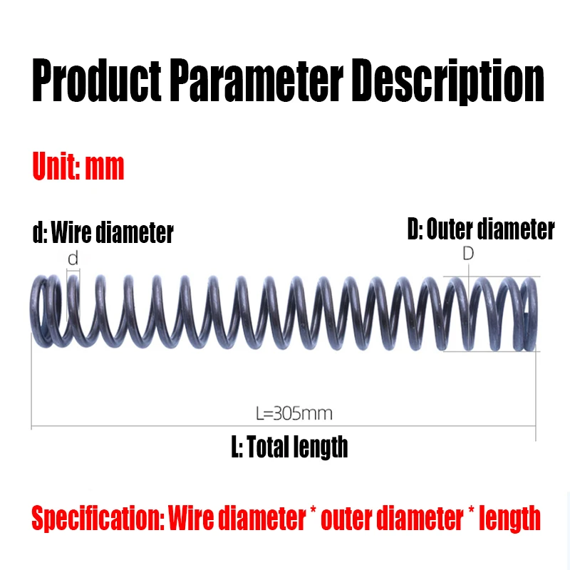 1PCS 1.8/2mm Wire Diameter Y-type Compression Spring Spring Steel Pressure Release Return Spring 10-24mm Outside Diameter L=305