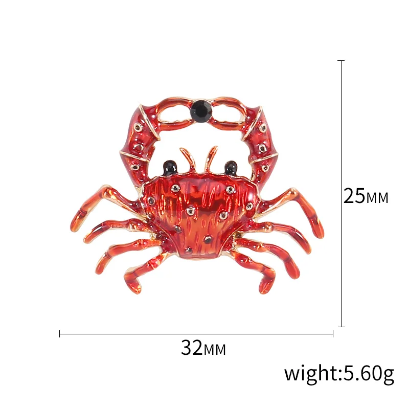 Rhinestone Crab Brooches for Women Unisex Sea Animal Holiday Banquet Party Backpack Gifts Jewelry Accessories