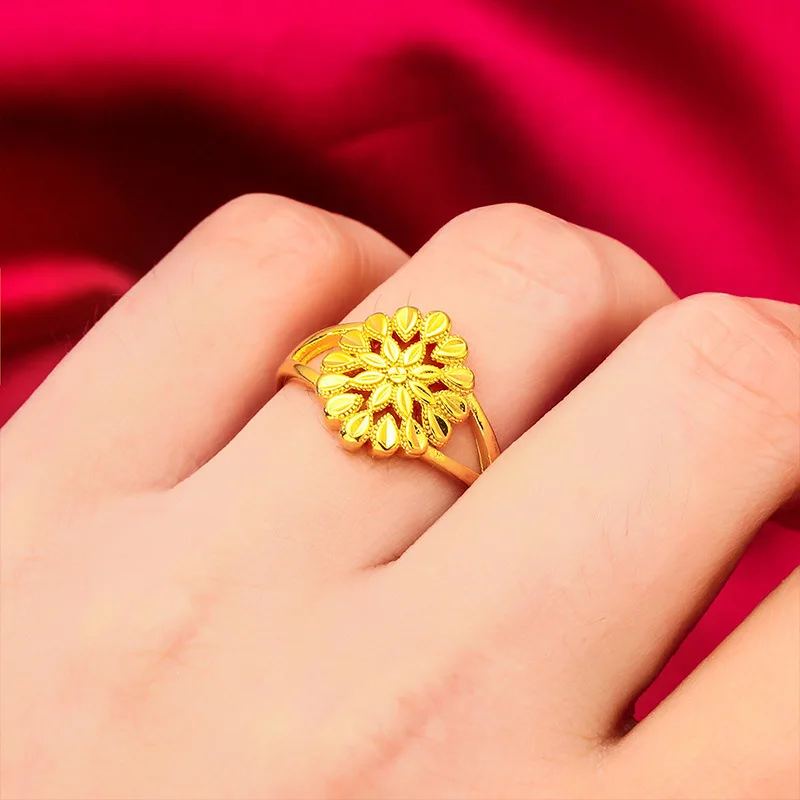 

Flower Open Ring for Women (24K AU999) - Double-Lined Orchid Outline, Shiny-Matte Mix, Travel Wear, Natural Fluidity