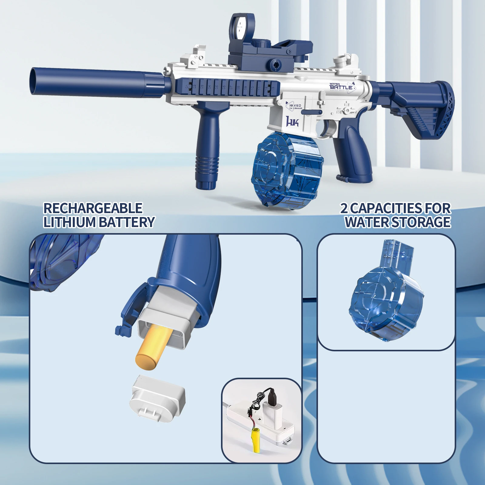 Nowy elektryczny pistolet na wodę M416, w pełni automatyczna zabawka strzelecka, letnia plaża, rozrywka na świeżym powietrzu, prezenty dla dzieci i