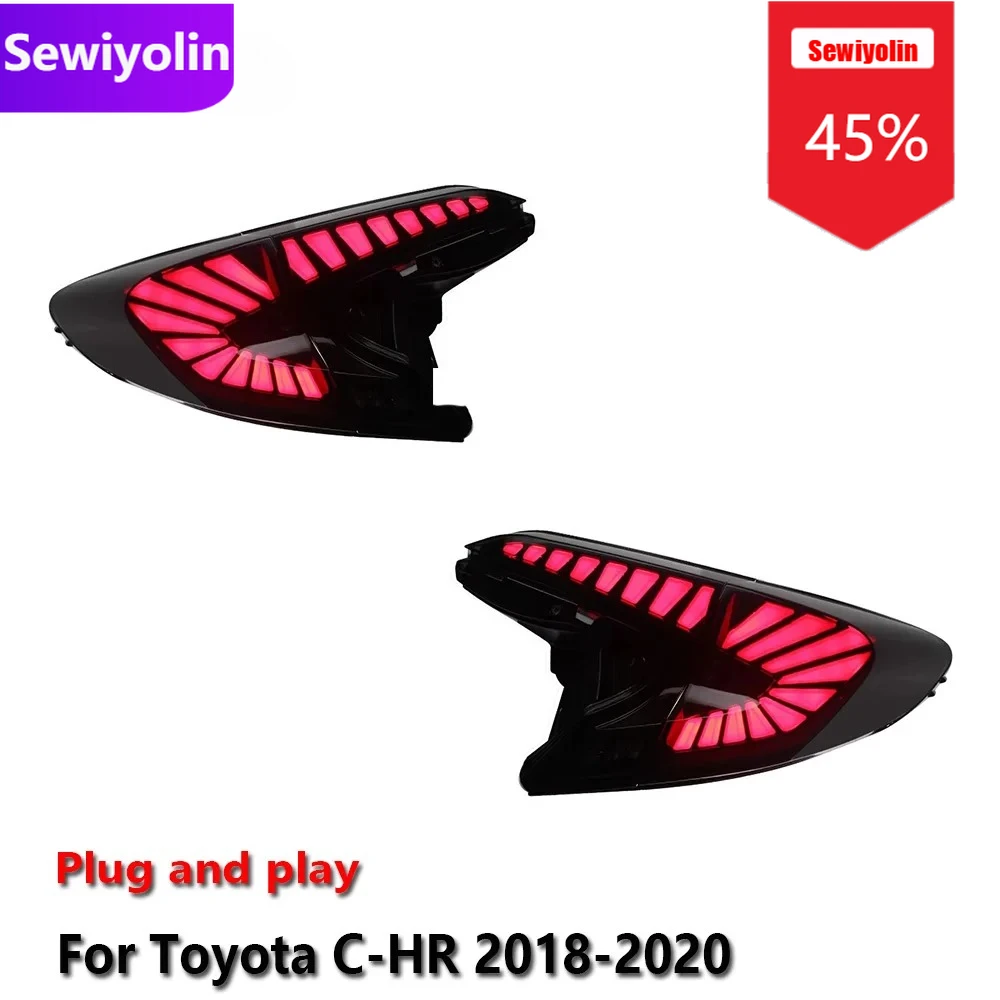 

Автомобильные светодиодные задние фонари DRL в сборе для Toyota C-HR 2018-2020, автоматические противотуманные фары DRL, стоп-сигнал поворота Plug and Play