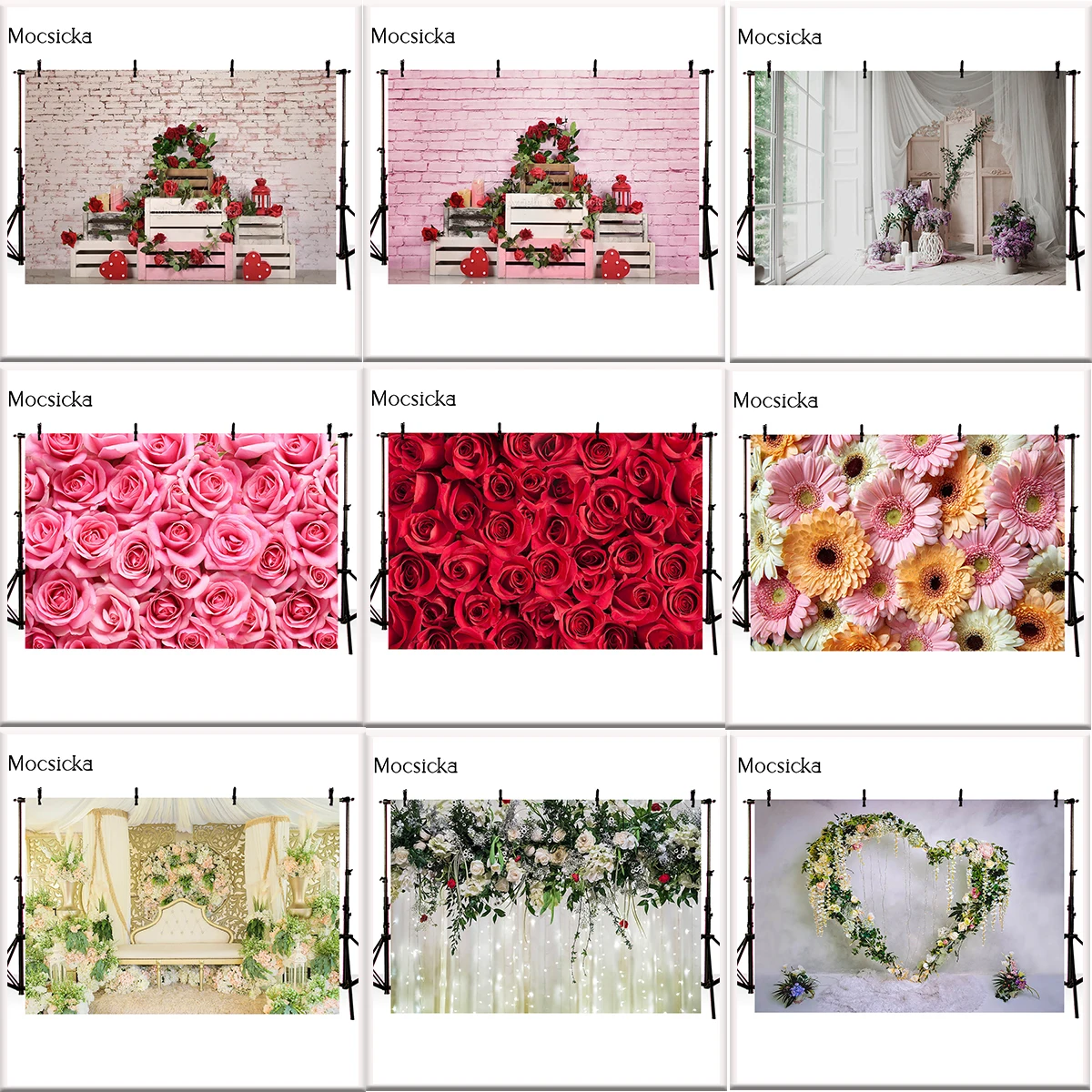 MOCSICKA Flowers Wedding Party Theme Photography Background Floral Children Birthday Cake Table Photocall Backdrops Props CUSTOM