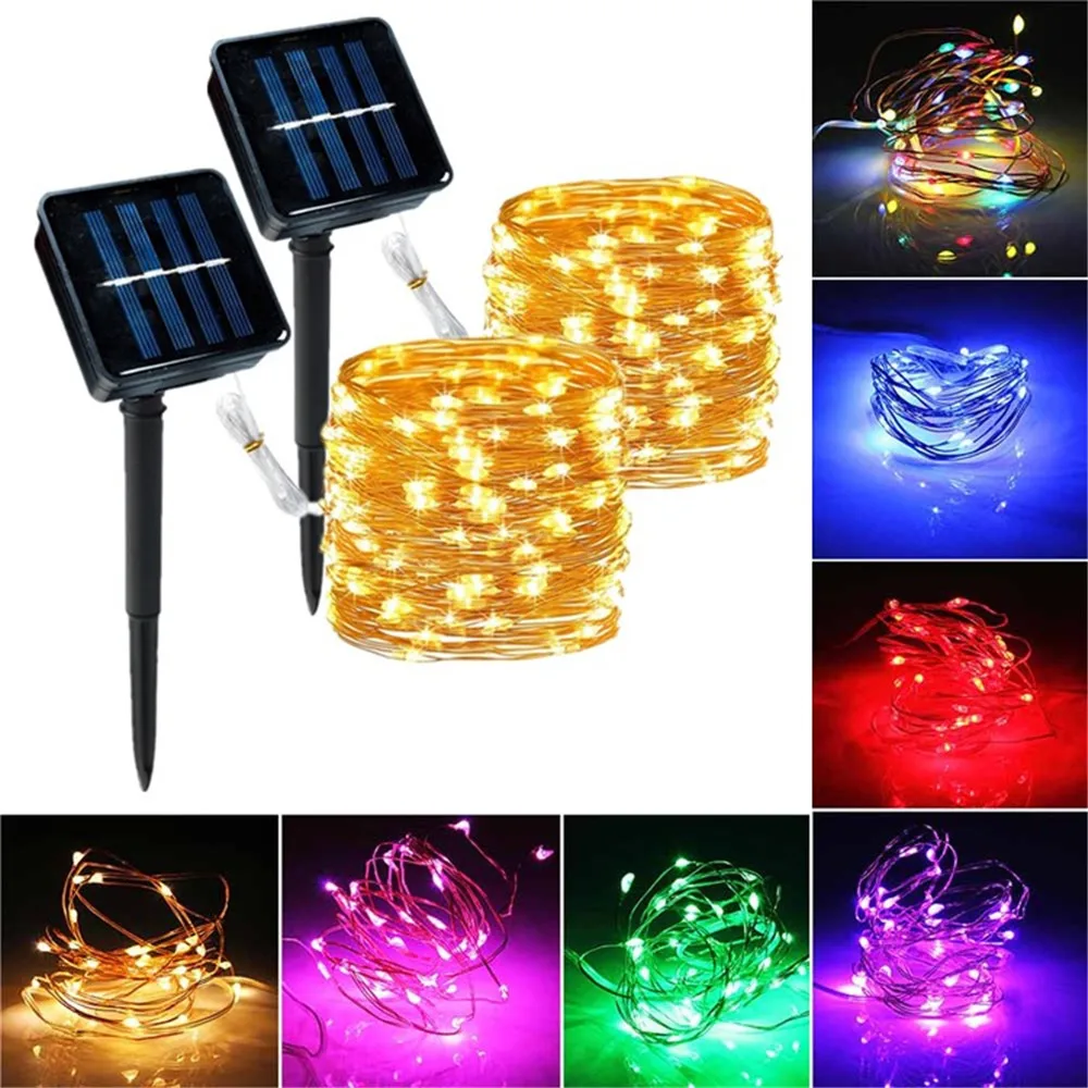 

7M/12M/22M/32M 8 Modes Solar Fairy Lights LED Copper Wire Lights Xmas Lights Garden Decoration Garden Light Room Ramadan Decor
