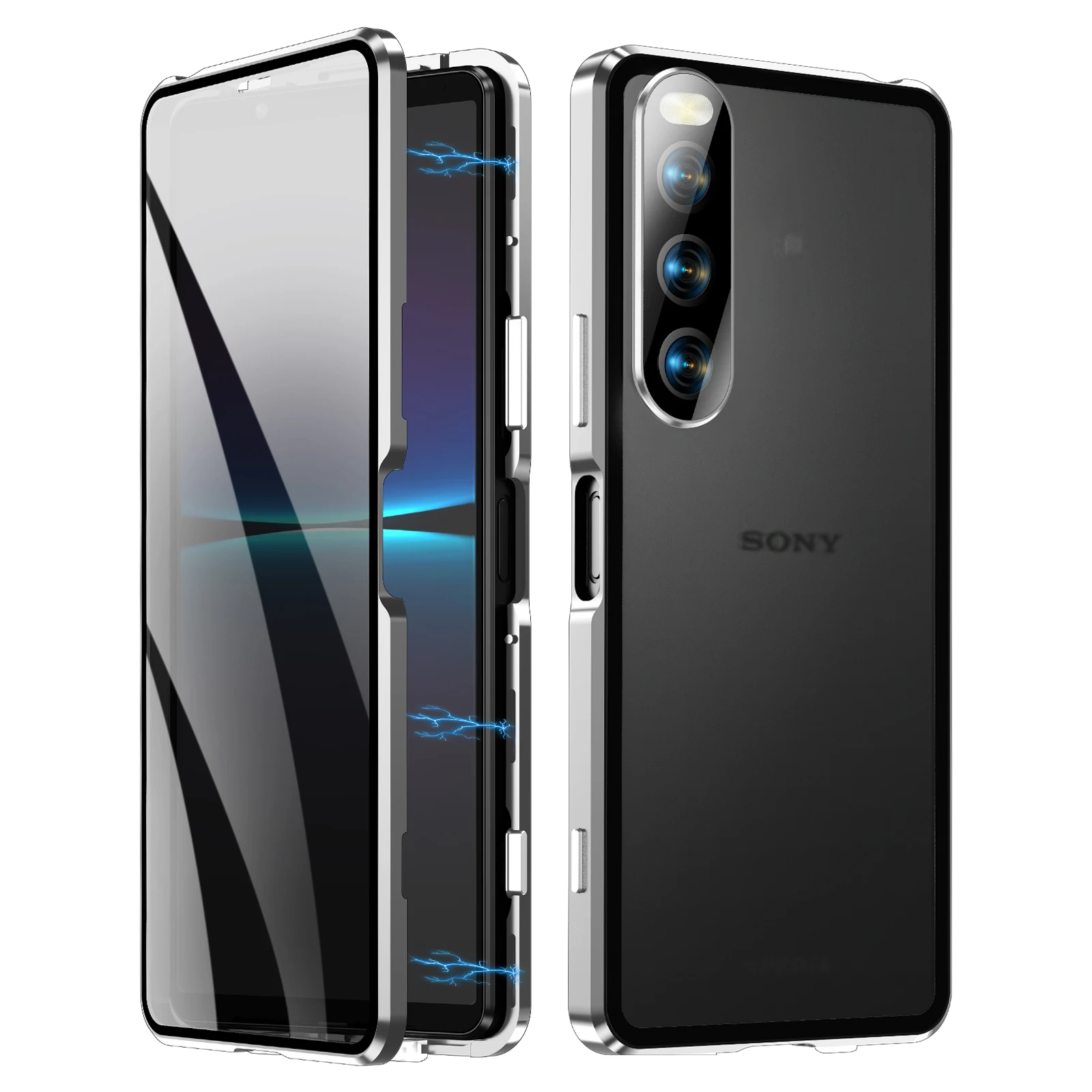 360 Metal Magnetic Case For Sony Xperia 10 1 5 V IV III Xperia 1 IV V HD Tempered Glass Aluminum Alloy Frame Frosted Back Cover