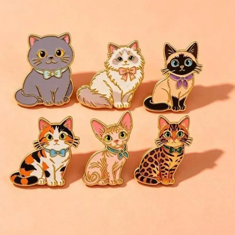 Cartoon Cat Enamel Pins Fashion Wearable Accessory Lapel Badge for Backpack Clothes Birthday Gift for Cat Lovers