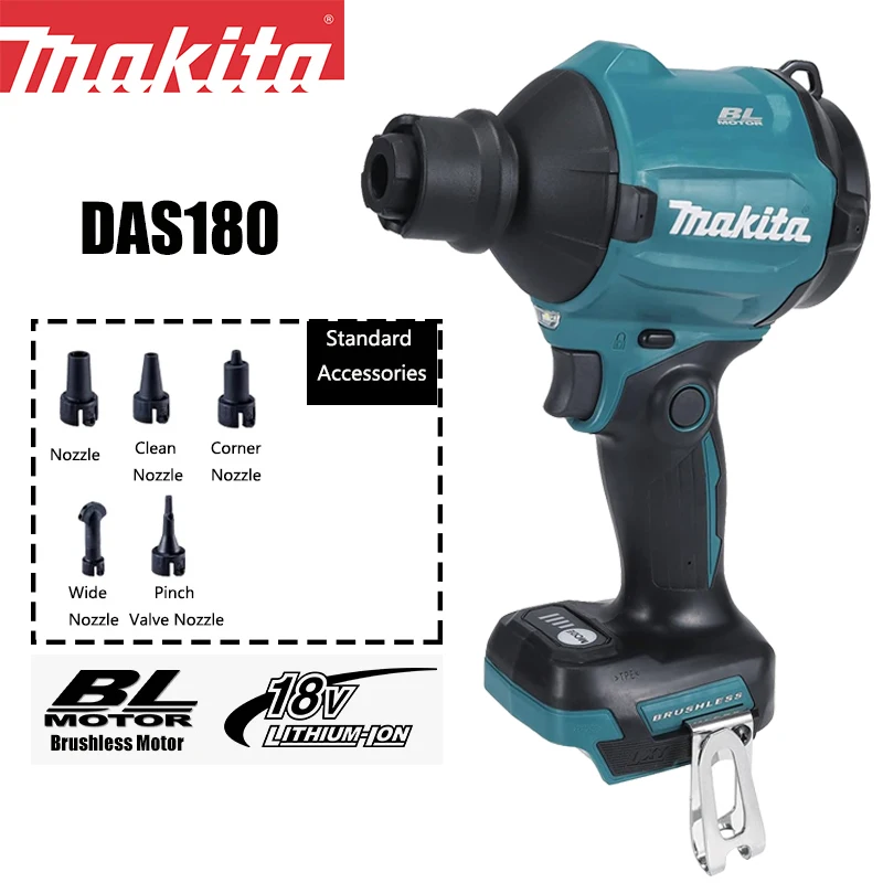 Makita Das180 Air Blower Despoeirar 18v Bateria de Lítio Espaço Estreito Limpeza Secador de Cabelo Ferramenta Bare