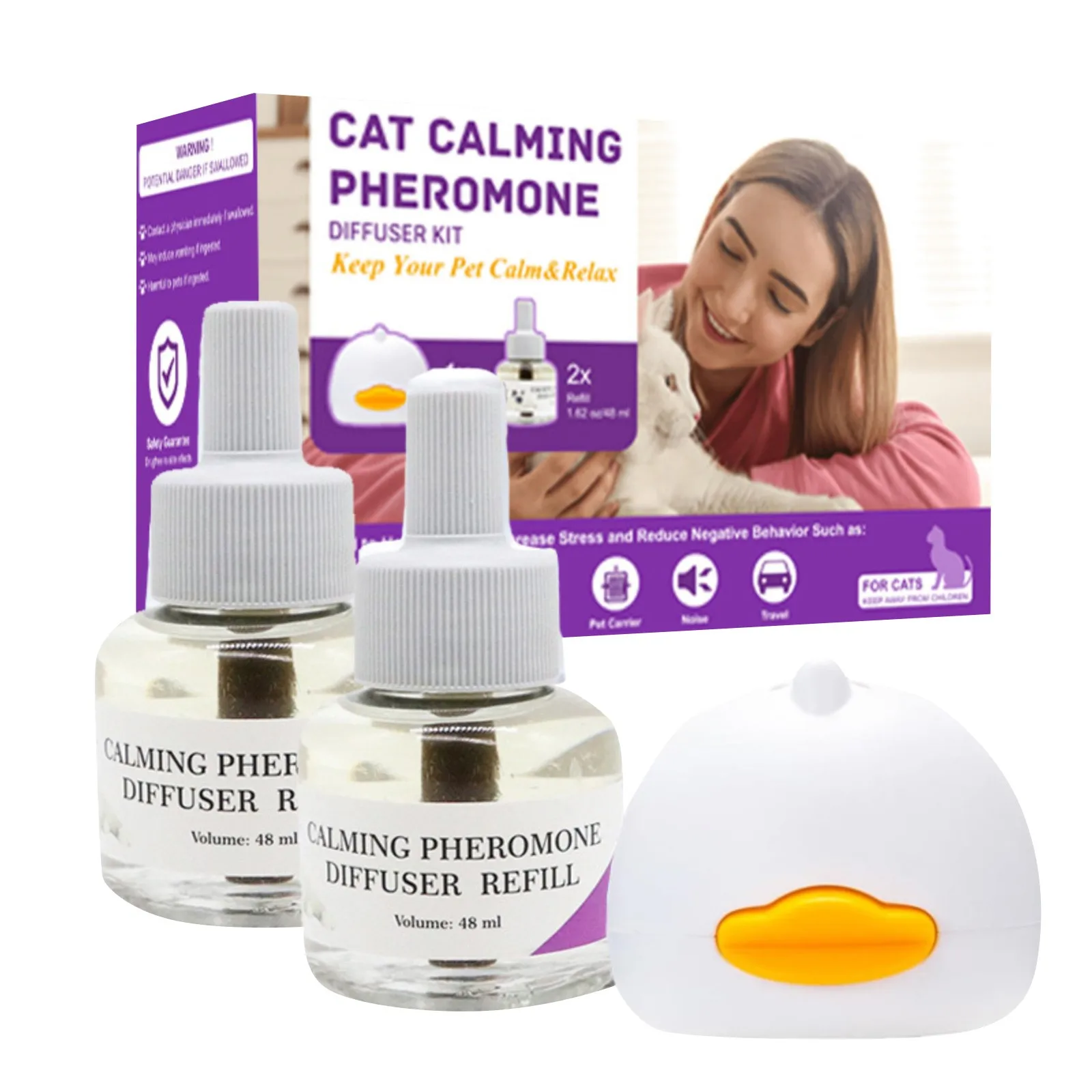 Pheromone Diffuser for Cats Cat Pheromone Plug-In Relaxants Start Kit 30-Day Refill Calming Spray for Calm Relaxing Home Indoor