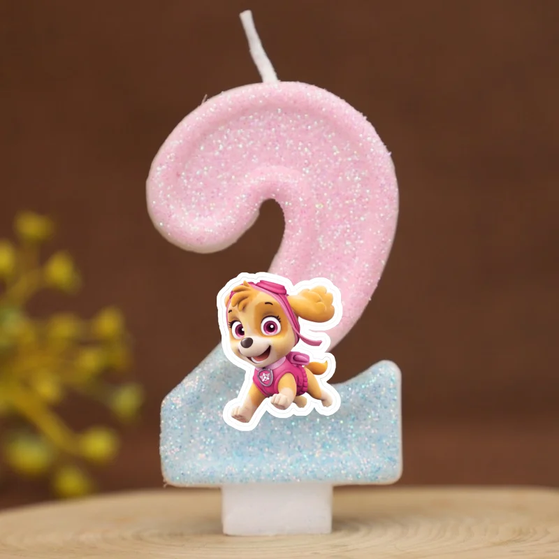 Cartoon Paw Patrol Thema Kerze 0-9 Nummer Geburtstag Kuchen Jahrestag Party Baby Dusche Kerzen Szene Dekoration Lieferungen – Detail 2