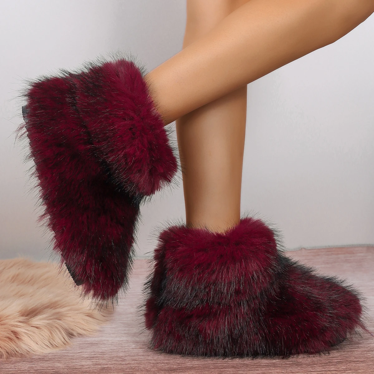 Short boots Women winter warm thickness non-slip Shibuya hairy boots 2024 personalized fashion snow boots