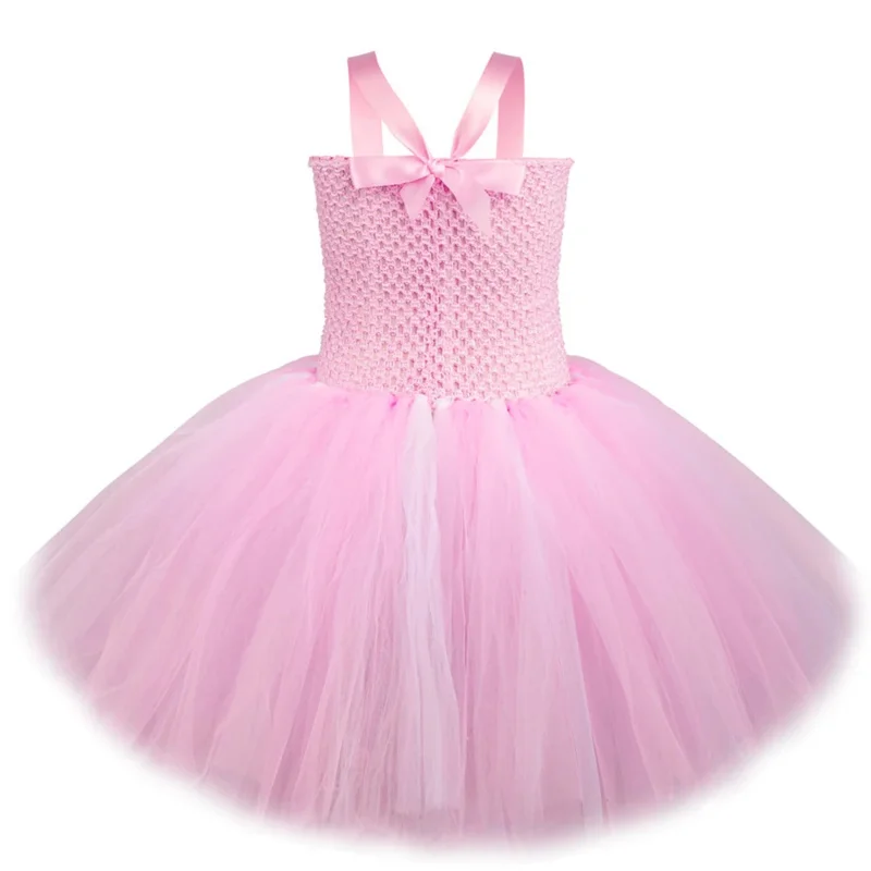 ベビーピンク Barbi チュチュドレス 女の子の誕生日パーティー衣装 子供 クリスマス ハロウィン衣装 プリンセスチェック柄の服 リボン付き