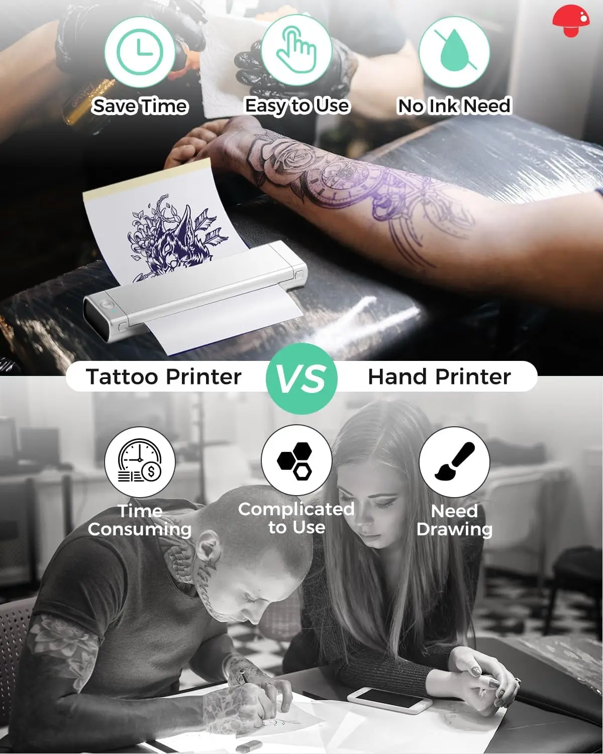 Mini Machine Paper Portable Small Bluetooth M08F Tattoo Printing Letter Size Phomemo A4 Thermal Printer Tattoo Stencil Printer