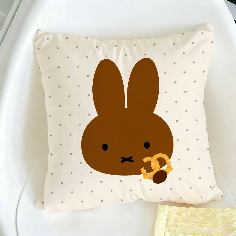 Miffy Kawaii Anime Cartoon Rabbit Pillow Cute Bedroom Dormitory Super Soft Bed Head Pillow Living Room Sofa Lumbar Cushion