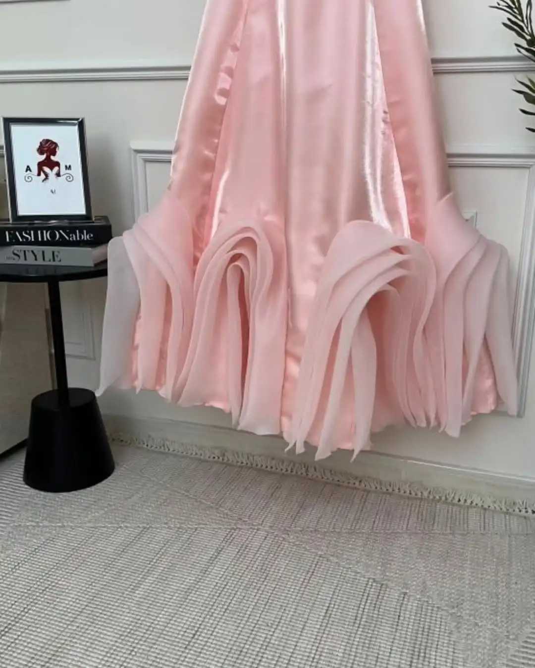 Customized Pink Strapless A-Line Evening Dresses Pleated Ruffles Elegant Wedding Party Dress For Women Formal Gowns Ankle Length