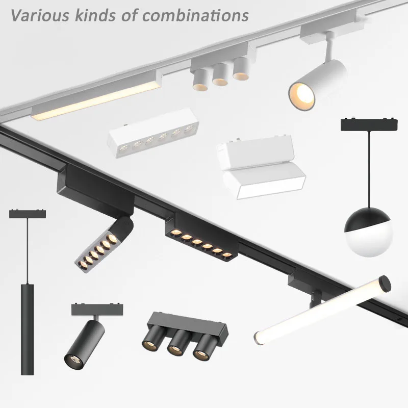 Luces LED inteligentes con Control remoto, iluminación de riel magnético, sistema de techo montado en superficie ultrafino de 6mm, reflector