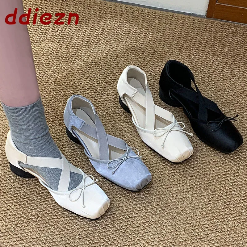 

Fashion Elastic Band Women Ballet Flats Shoes Female Mary Janes Low Heel Silk Ladies Lolita Shoes New In Summer Spring