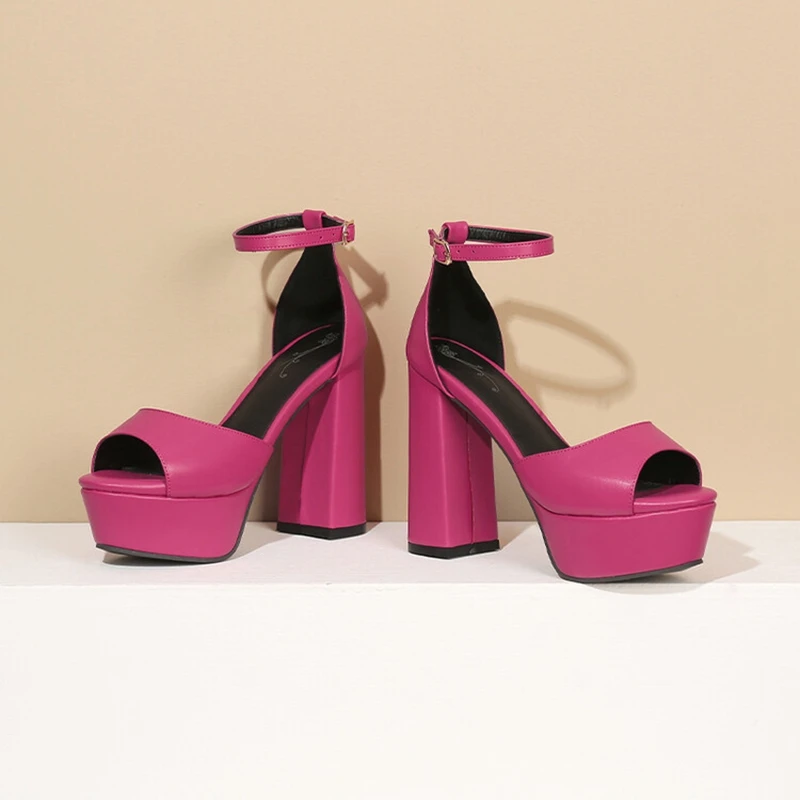 BLXQPYT Zapatos Mujer 2022 Luxury Sandals Women Designers Peep Toe Thick High Heels 12.5 CM Party Wedding Platform Shoes A-3281