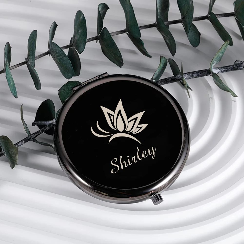 1pc Funny Flying butterfly Custom Name Pocket Mirror Round Circle Mirror Fold Mirror Makeup Mirror Party Gift