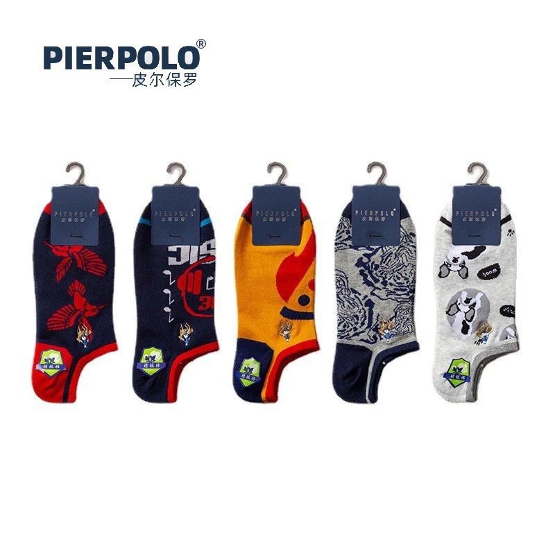 

PIER POLO Socks Men Hot Sale Cotton Men's Fashion Short Socks 5 pairs/lot Breathable Spring Summer Mesh Casual Short Sock Gifts