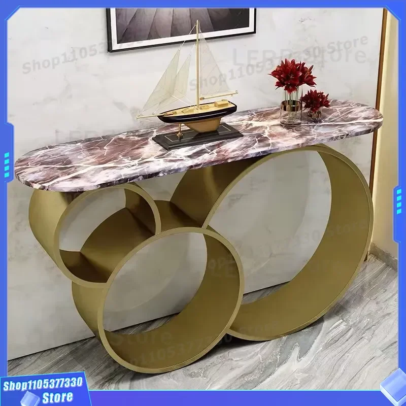 Modern Marble Top Entryway Table Stainless Steel Base Console for Living Room Hallway Porch Decor Narrow Space Furniture