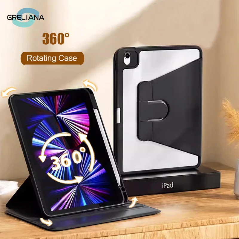 

Для Ipad Air 5 4 10 10,9 Чехол Новый ipad air 11 11 11th Pro 11 13 3 9,7 Чехол 10,2 7-го 8-го 9-го поколения 360 ° Аксессуары для вращающихся корпусов