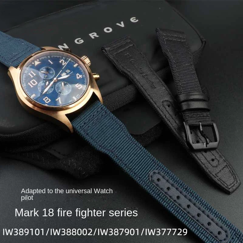 Nylon Canvas Strap for IWC Universal Pilot Mark 18 Spitfire Fighter Jet Portugal Series Sports Watchband Bracelet 20mm 21mm 22mm